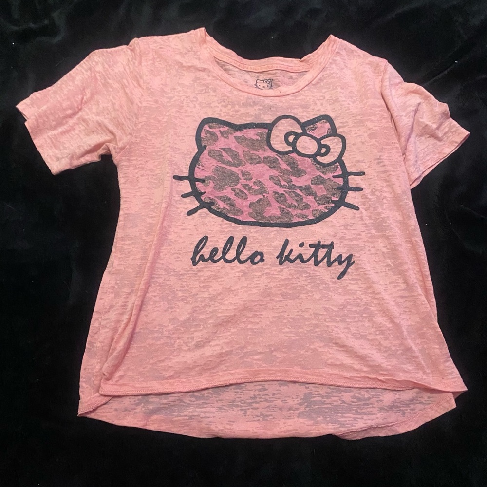 Hello Kitty Pink Leopard Print Tee Girls